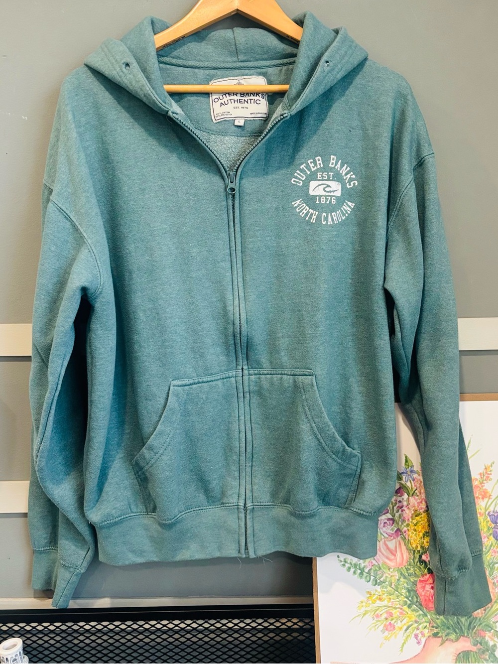 Outer Banks Teal Zip-Up Hoodie Jacket